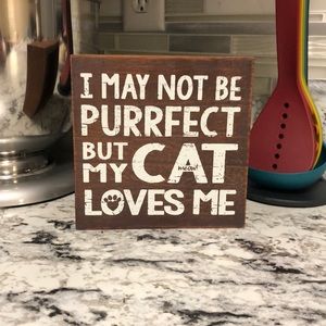 NWT My Cat Loves Me Farmhouse Wooden Box Sign